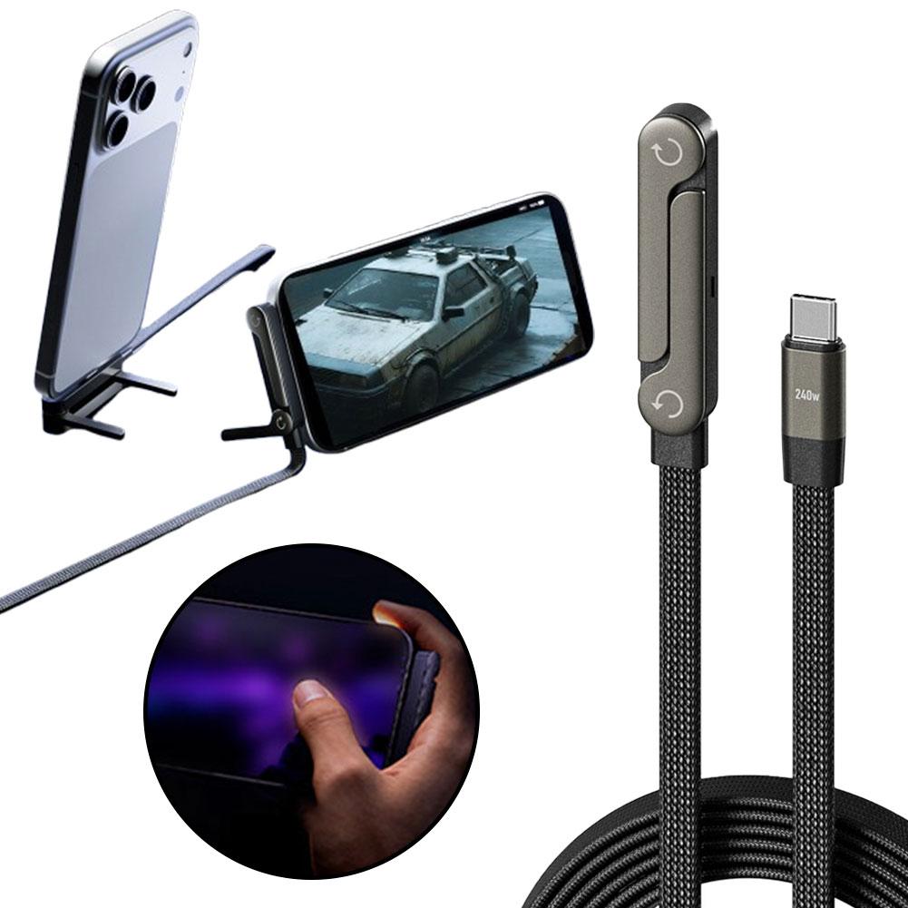 Fast Charging Foldable Bracket Data Cable 2-in-1 Data Wire Foldable Phone Tablet Stand Type-C To Type-C USB-A To Type-C XIAI Store