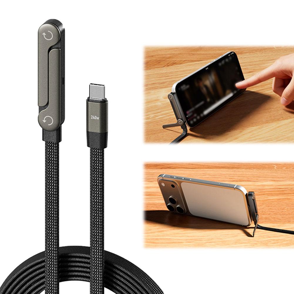 Fast Charging Foldable Bracket Data Cable 2-in-1 Data Wire Foldable Phone Tablet Stand Type-C To Type-C USB-A To Type-C XIAI Store
