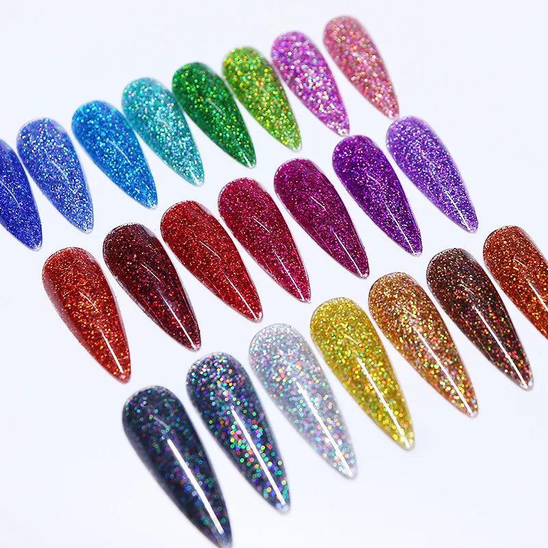 10g/bag 0.2mm Laser Nail Glitter Powder Multi Colors Diamond Rainbow Linear Glitter Gel Polish Holographic Shimmer Pigment New Stone's Store