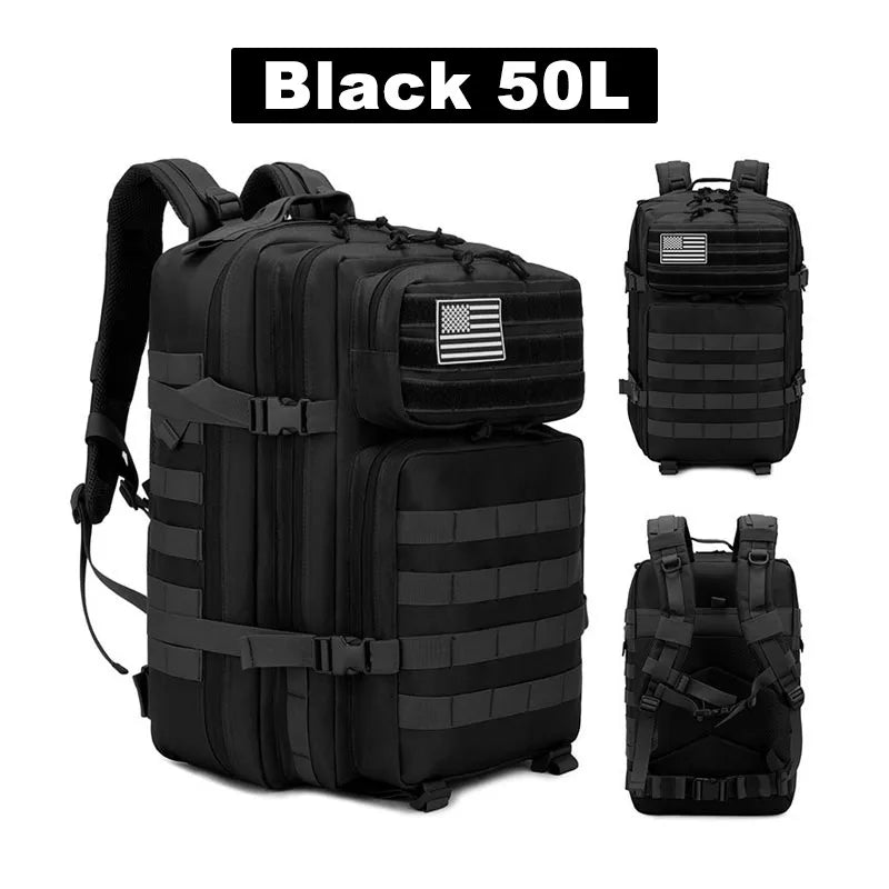 50L Tactical Backpack Men's Travel Large Capacity Rucksacks Men Waterproof Outdoor Sports Multi-functional Bags Stone's Store