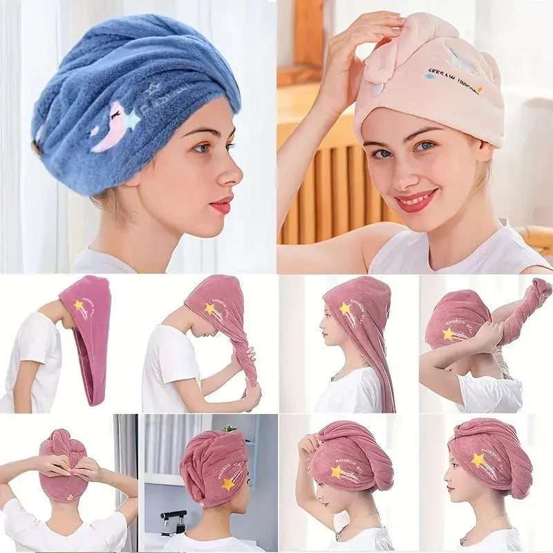 1PC Microfiber Hair Drying Cap – Quick-Dry Coral Fleece Towel Turban, Soft Shower Bandana Cap for Women & Men FX China Housewares Store