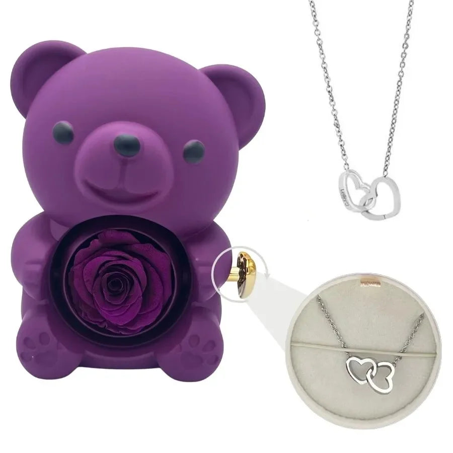 ForeverLove™ Rose Bear + Custom Engraved Necklace 🌹💎 Shop1103509068 Store