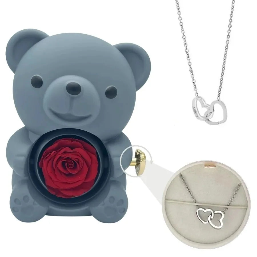 ForeverLove™ Rose Bear + Custom Engraved Necklace 🌹💎 Shop1103509068 Store