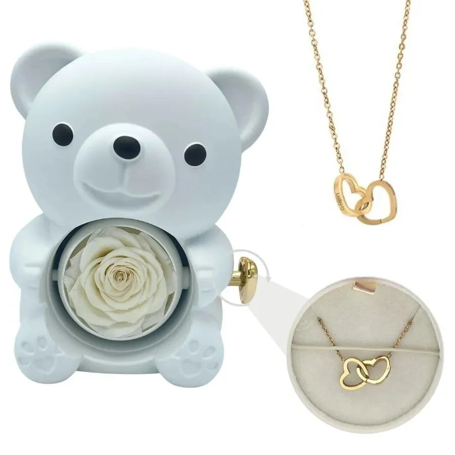 ForeverLove™ Rose Bear + Custom Engraved Necklace 🌹💎 Shop1103509068 Store