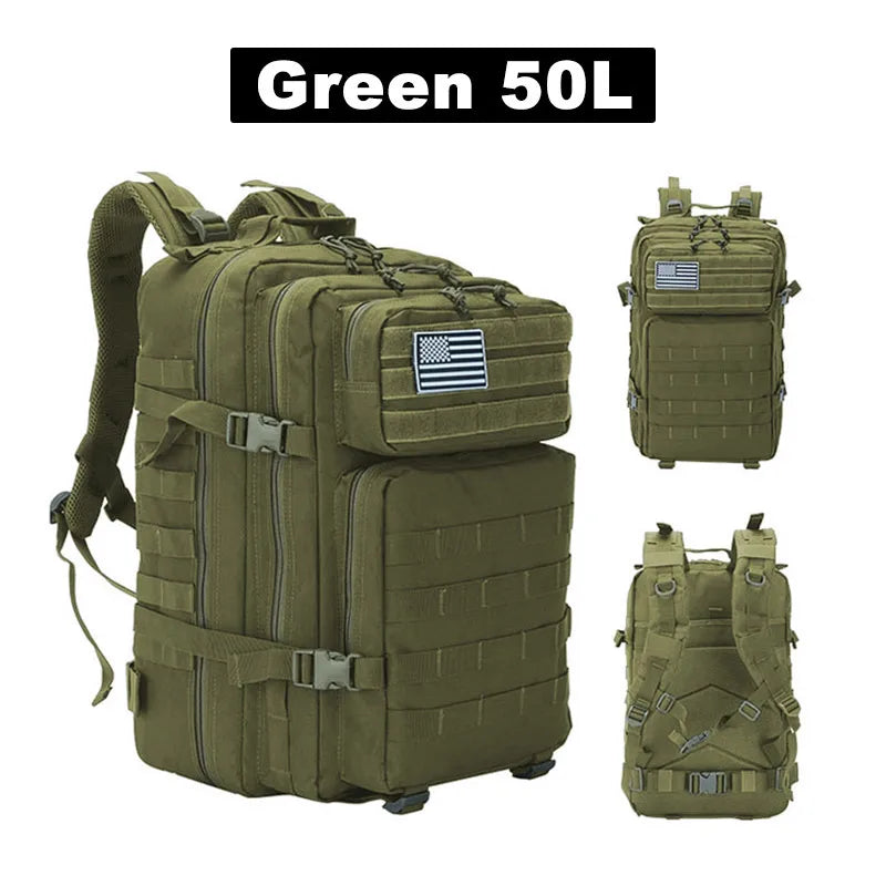 50L Tactical Backpack Men's Travel Large Capacity Rucksacks Men Waterproof Outdoor Sports Multi-functional Bags Stone's Store