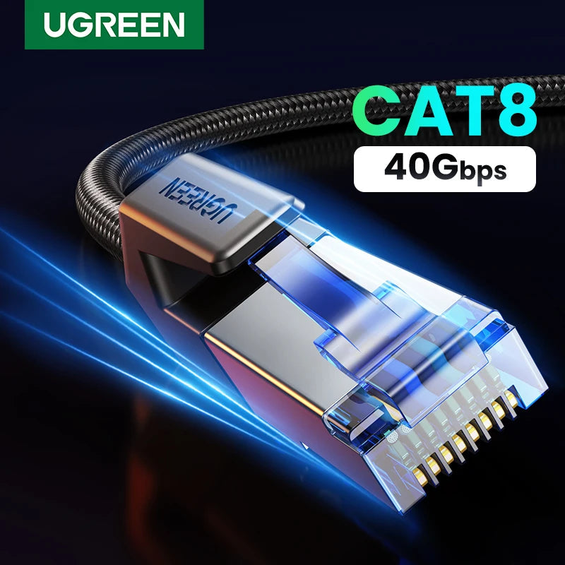 UGREEN CAT 8 Ethernet Cable High Speed Braided 40Gbps 2000Mhz Network Lan Cord RJ45 Shielded Indoor for Router PC PS5 Modem Xbox Ugreen Official Store
