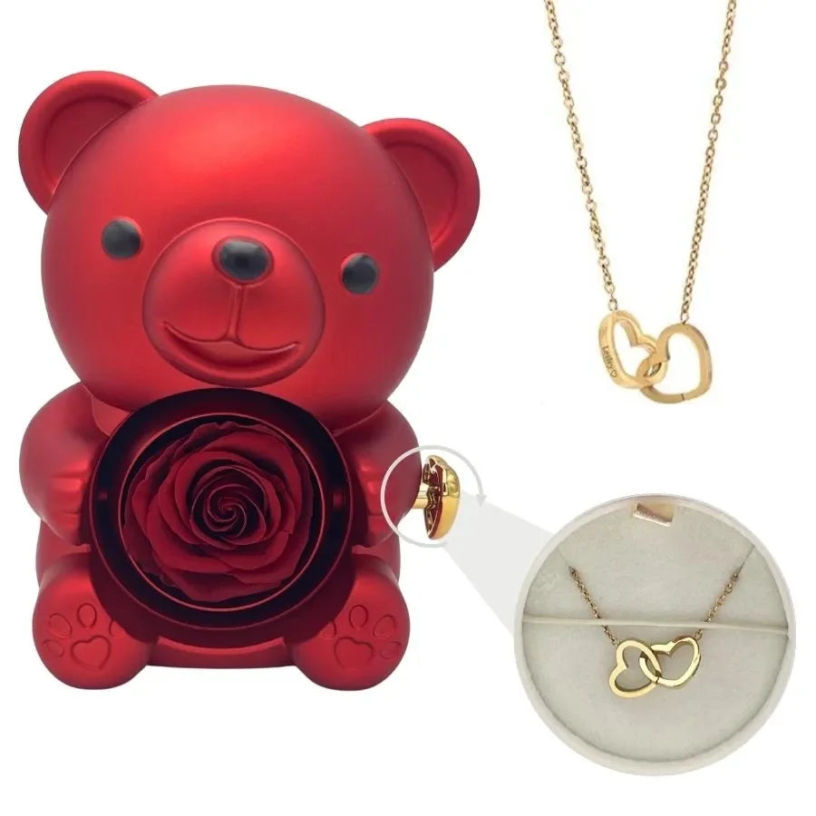 ForeverLove™ Rose Bear + Custom Engraved Necklace 🌹💎 Shop1103509068 Store