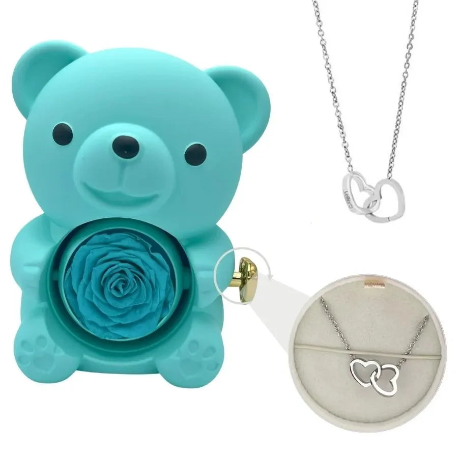 ForeverLove™ Rose Bear + Custom Engraved Necklace 🌹💎 Shop1103509068 Store