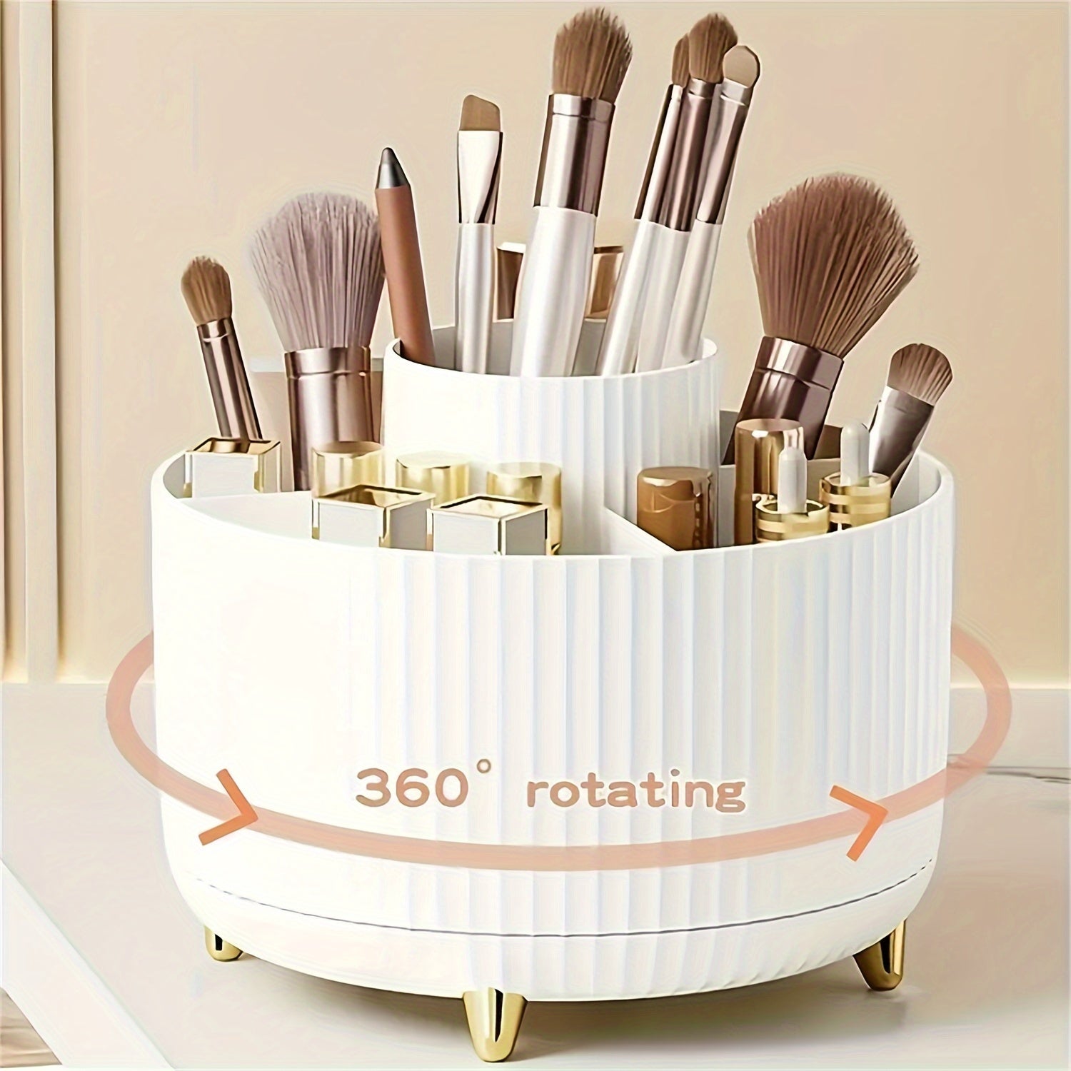 360° Rotating Makeup Organizer with 5 Compartments Storage Unique Made6 Store
