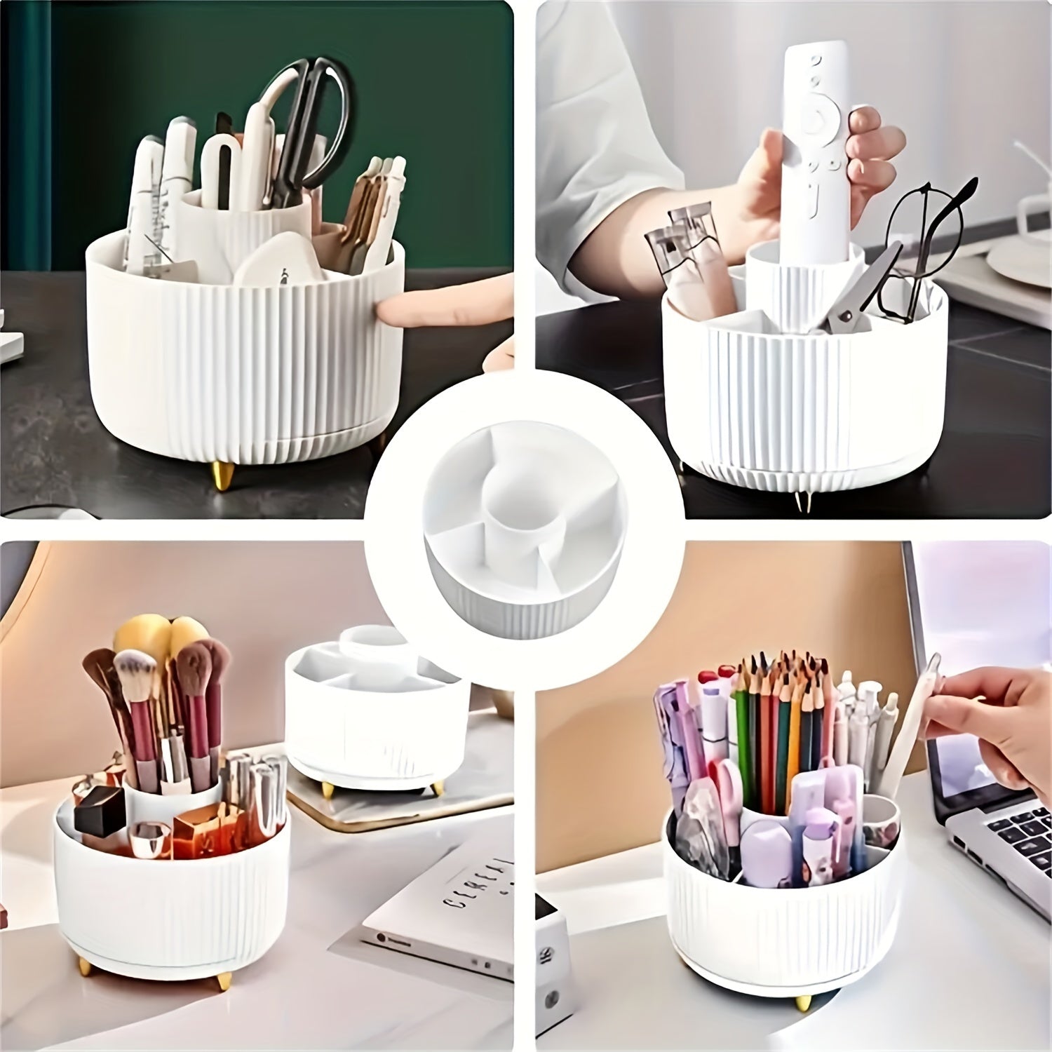 360° Rotating Makeup Organizer with 5 Compartments Storage Unique Made6 Store
